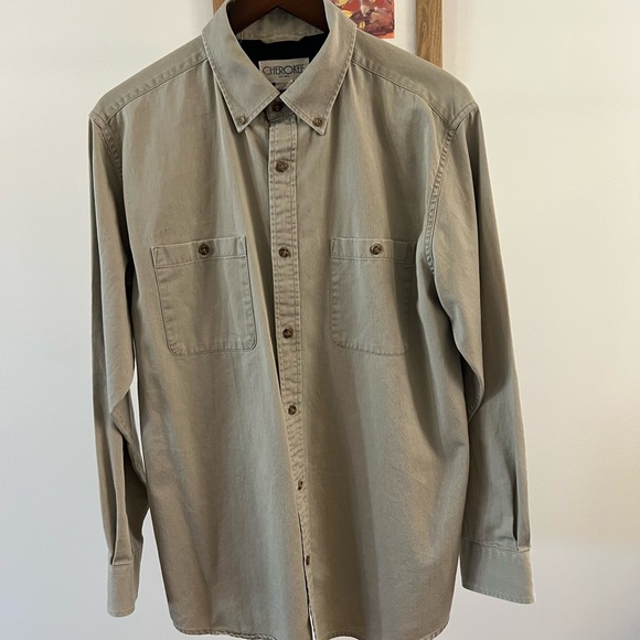Cherokee Other - Cherokee Men's 100% Cotton Tan Button Down Shirt